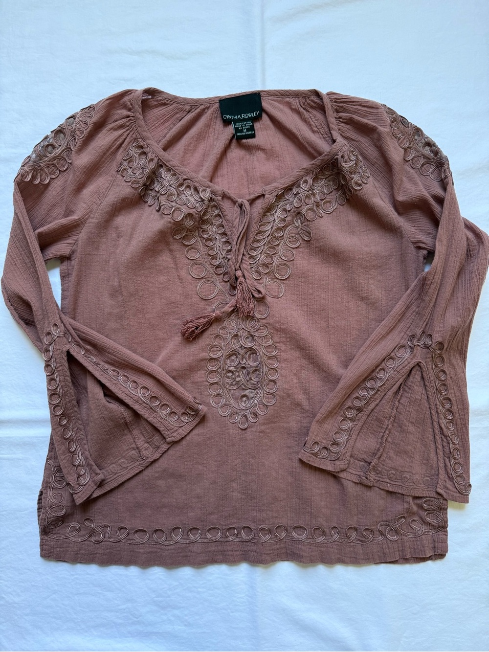 Cynthia Rowley Dusty Rose Cotton Blouse - Picture 2 of 5